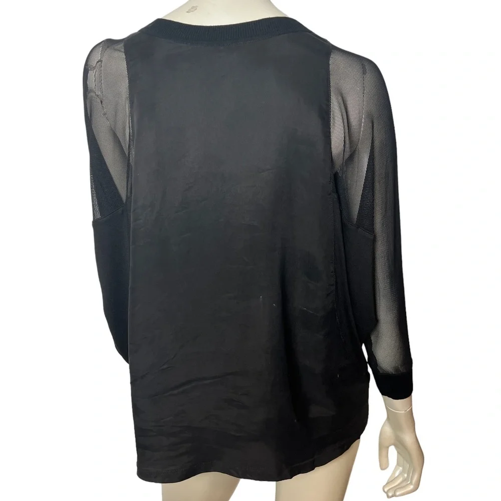 Kerisma brand Black Mesh, Satin, Jersey tee 3/4” sleeve Top - Picture 6 of 10